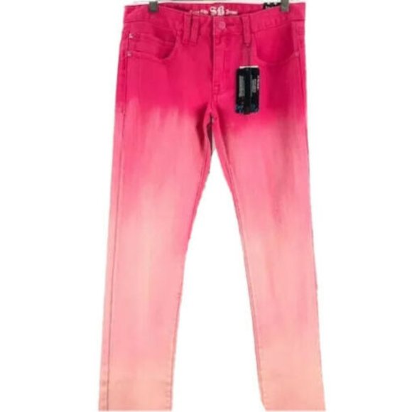 Juniors Pink Soho Babe Skinny Pants Gradient Wash - Picture 1 of 4